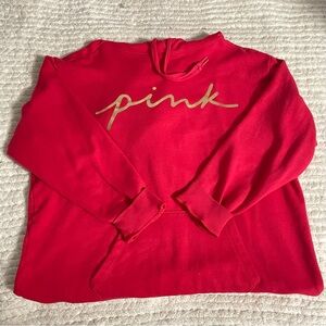 PINK Victoria's Secret Red Hoodie with Gold Logo